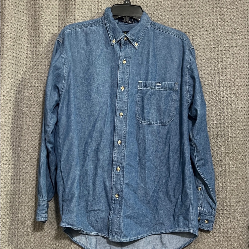 Men's Blue Denim Button Down Shirt